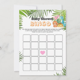 Colorful Cute Dinosaurs Baby shower Bingo