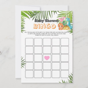 Colorful Cute Dinosaurs Baby shower Bingo