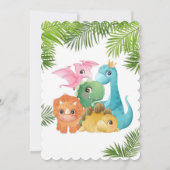 Colorful Cute Dinosaurs Baby Shower Invitations Kaart (Achterkant)