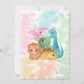 Colorful Cute Dinosaurs Baby Shower Invitations Kaart (Achterkant)
