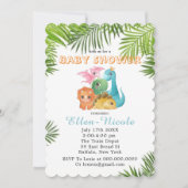 Colorful Cute Dinosaurs Baby Shower Invitations Kaart (Voorkant)