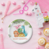 Colorful Cute Dinosaurs Baby shower Papieren Bordje (Feest)