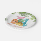 Colorful Cute Dinosaurs Baby shower Papieren Bordje (Gekanteld)