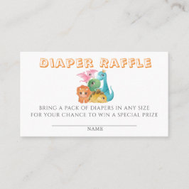 Colorful Cute Dinosaurs Diaper Baby shower Raffle Visitekaartje