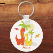 Colorful Cute Dinosaurs Kinder Sleutelhanger (Voorkant)