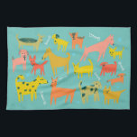 Colorful Cute Dogs Puppies Blauwgroen Theedoek<br><div class="desc">Decoreer je keuken met deze schattige handdoek. Het maakt een geweldige huisopwarming of een cadeau ter gelegenheid van de verjaardag! U kunt het aanpassen en tekst ook toevoegen. Bekijk mijn winkel voor nog veel meer kleuren en patronen,  plus bijpassende keukenspullen!</div>