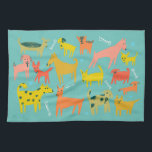 Colorful Cute Dogs Puppies Blauwgroen Theedoek<br><div class="desc">Decoreer je keuken met deze schattige handdoek. Het maakt een geweldige huisopwarming of een cadeau ter gelegenheid van de verjaardag! U kunt het aanpassen en tekst ook toevoegen. Bekijk mijn winkel voor nog veel meer kleuren en patronen,  plus bijpassende keukenspullen!</div>