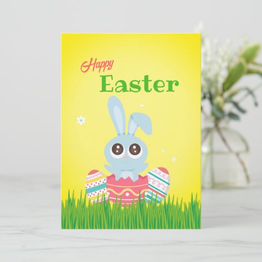 Colorful Cute Easter Bunny Holiday Kaart (Staand voorkant)