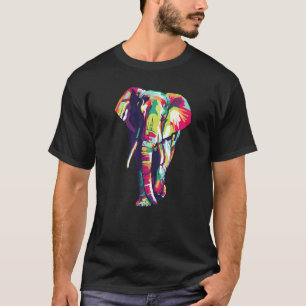 Colorful Cute Elephant Geometric Rainbow Pop T-shirt