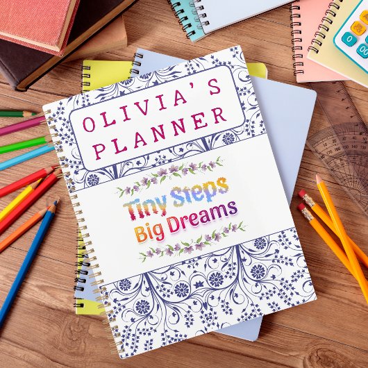 Colorful Cute Floral Custom Name  Planner