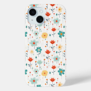 Colorful Cute Flowers Patroon iPhone 15 Case