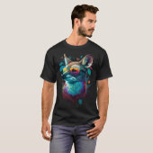 Colorful Cute Fox with Sunglasses Animal T-shirt (Voorkant volledig)