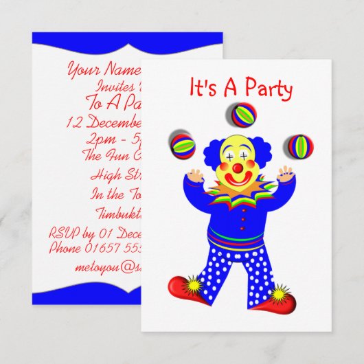 Colorful Cute Fun Circus Clown Juggling Kaart (Voorkant / Achterkant)