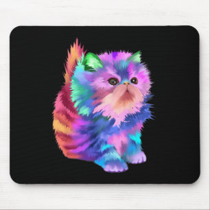Colorful Cute Funny Rainbow Kitten Rave Psychedeli Muismat