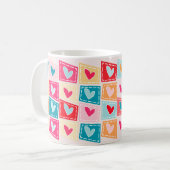 Colorful Cute Heart Pattern Valentijnsdag Koffiemok (Voorkant links)