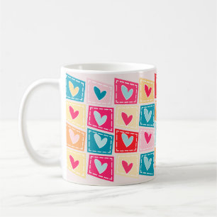 Colorful Cute Heart Pattern Valentijnsdag Koffiemok