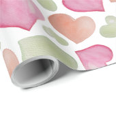Colorful Cute Hearts Waterverf Patroon Cadeaupapier (Rol Hoek)