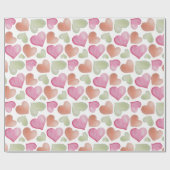 Colorful Cute Hearts Waterverf Patroon Cadeaupapier (Vlak)