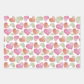 Colorful Cute Hearts Waterverf Patroon Inpakpapier Vel (Voorkant)