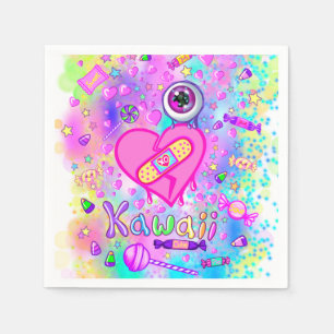 Colorful Cute I Love Kawaii Party Paper Napkins Servet