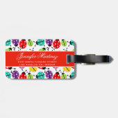 Colorful Cute Lady Bug naadloos patroon Bagagelabel (Achterkant horizontaal)