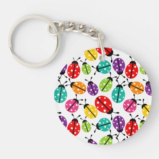 Colorful Cute Lady Bug naadloos patroon Sleutelhanger (Voorkant)