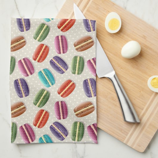 Colorful Cute Macaroons Patroon Theedoek (Quarter Fold)