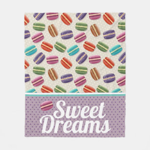 Colorful Cute Macaroons Sweet Dreams Patroon Fleece Deken