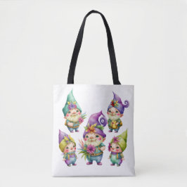 COLORFUL CUTE MARDI GRAS GNOMES TOTE BAG