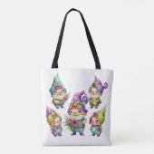 COLORFUL CUTE MARDI GRAS GNOMES TOTE BAG (Achterkant)