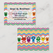 Colorful Cute Monsters Fun Chevron Striped Pattern Visitekaartje (Voorkant / Achterkant)