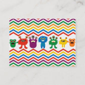 Colorful Cute Monsters Fun Chevron Striped Pattern Visitekaartje (Achterkant)