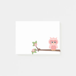 Colorful Cute Owl Hoot Pink Baby Birds on Branch Post-it® Notes