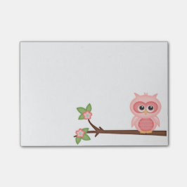 Colorful Cute Owl Hoot Pink Baby Birds on Branch Post-it® Notes