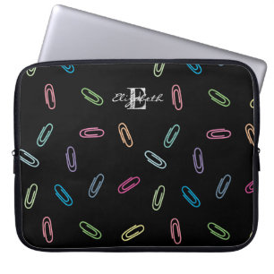 Colorful Cute Pastel Paper Clients Monogram Laptop Sleeve