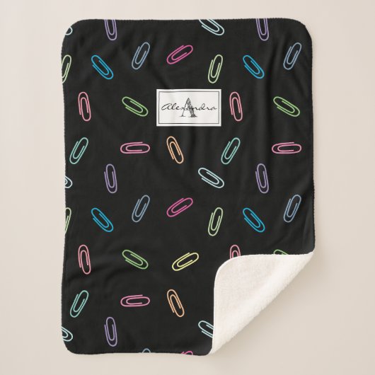 Colorful Cute Pastel Paper Clients Monogram Sherpa Deken (Voorkant)