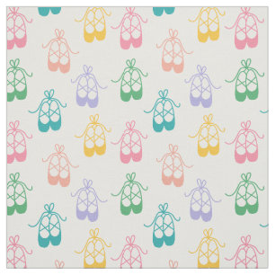 Colorful Cute Pointe Shoes Ballet Pattern Stof