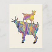 Colorful Cute Psychedelic Goats Boerderij Animal A Briefkaart (Voorkant)