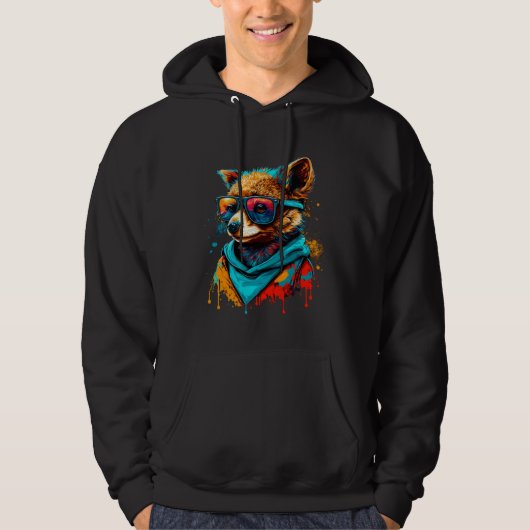 Colorful Cute Raccoon with Sunglasses Animal Hoodie (Voorkant)
