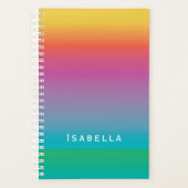 Colorful Cute Rainbow Gradient Ombre Monogram Planner (Voorkant)