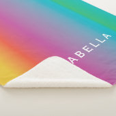 Colorful Cute Rainbow Gradient Ombre Monogram Sherpa Deken (3/4)