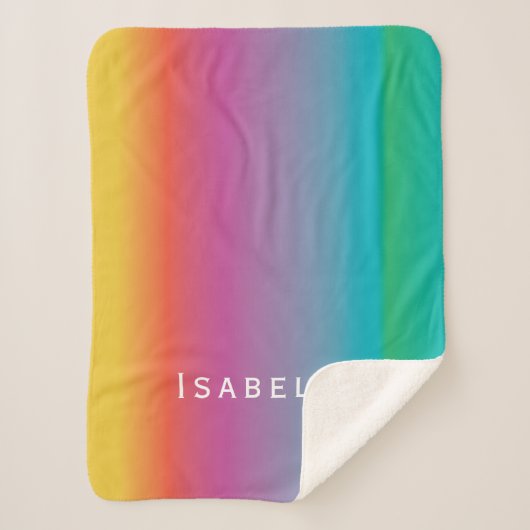 Colorful Cute Rainbow Gradient Ombre Monogram Sherpa Deken (Voorkant)