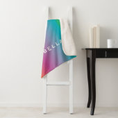 Colorful Cute Rainbow Gradient Ombre Monogram Sherpa Deken (In situ)