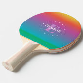 Colorful Cute Rainbow Ombre Gradient Monogram Tafeltennisbatje (Voorkant Gekanteld)