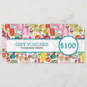 Colorful Cute Retro Flowers Gift Voucher (Voorkant / Achterkant)