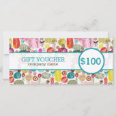 Colorful Cute Retro Flowers Gift Voucher (Voorkant)