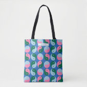 Colorful Cute Retro Yin Yang Blue Tote Bag (Voorkant)