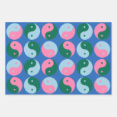 Colorful Cute Retro Yin Yang Pattern Blue Inpakpapier Vel (Voorkant 3)