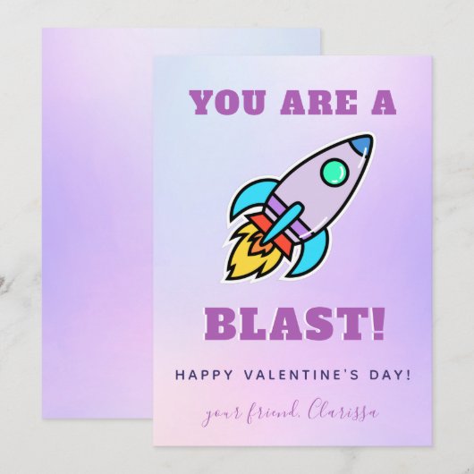 Colorful Cute Rocket School Friend Valentijnsdag Feestdagenkaart (Voorkant / Achterkant)