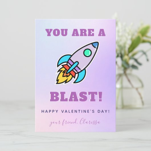 Colorful Cute Rocket School Friend Valentijnsdag Feestdagenkaart (Staand voorkant)